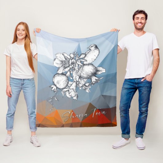 Shana Tova Rosh Hashana Joods nieuwjaar Fleece Deken (In situ)