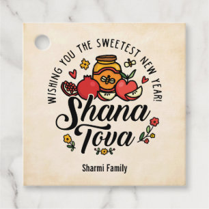 Shana Tova, Rosh Hashanah, Joods Nieuwjaar Bedankjes Labels