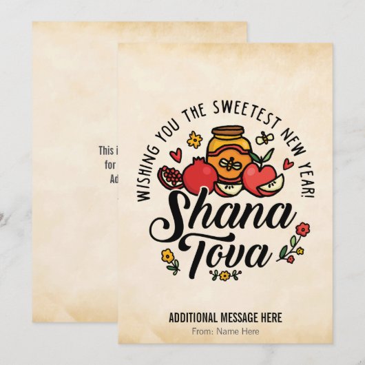 Shana Tova, Rosh Hashanah, Joods Nieuwjaar Feestdagenkaart (Voorkant / Achterkant)