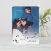 Shana Tova-script - Nieuwjaarsfotokaart - zwart Feestdagenkaart (Staand voorkant)