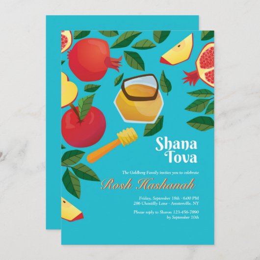 Shana Tova Uitnodiging (Voorkant / Achterkant)