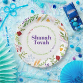 Shana Tovah Rosh Hashanah Kleurrijke Bloemen Papieren Bordje (Feest)