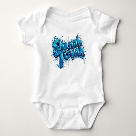 ✡️ Shanah Tovah blauw Graffiti Romper (Voorkant)
