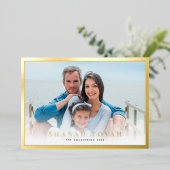 Shanah Tovah Classic Border Photo Gold Folie Feestdagenkaart (Staand Voorkant)