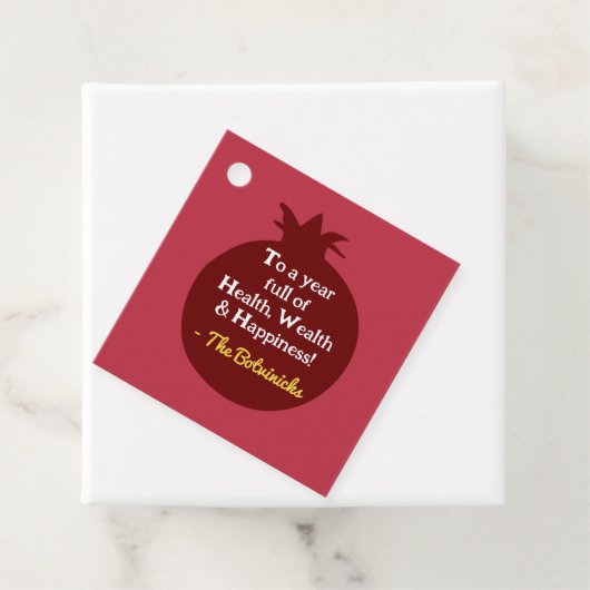 Shanah Tovah granaatappel Gift Labels - rood (In situ)