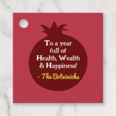 Shanah Tovah granaatappel Gift Labels - rood (Voorkant)