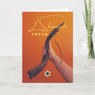 Shanah Tovah Holding de Shofar Star van David Kaart
