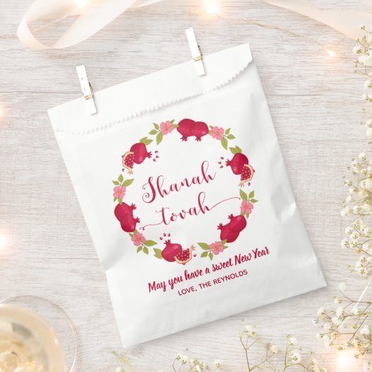 Shanah Tovah New Year Pomegranate Flower Wreath Bedankzakje (Geknipt)