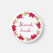 Shanah Tovah New Year Pomegranate Flower Wreath Magneet (Voorkant)