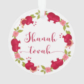 Shanah Tovah New Year Pomegranate Flower Wreath Ornament (achterkant)