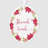 Shanah Tovah New Year Pomegranate Flower Wreath Ornament (voorkant)