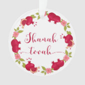 Shanah Tovah New Year Pomegranate Flower Wreath Ornament (voorkant)