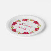 Shanah Tovah New Year Pomegranate Flower Wreath Papieren Bordje (Gekanteld)