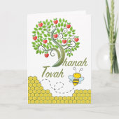 Shanah Tovah, Rosh Hashanah, appelboom, honingbij Kaart (Voorkant)