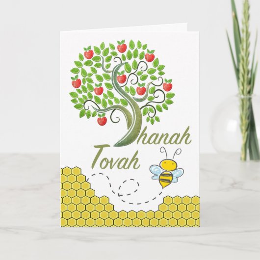 Shanah Tovah, Rosh Hashanah, appelboom, honingbij Kaart (Voorkant)