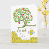 Shanah Tovah, Rosh Hashanah, appelboom, honingbij Kaart (Gele Bloem)