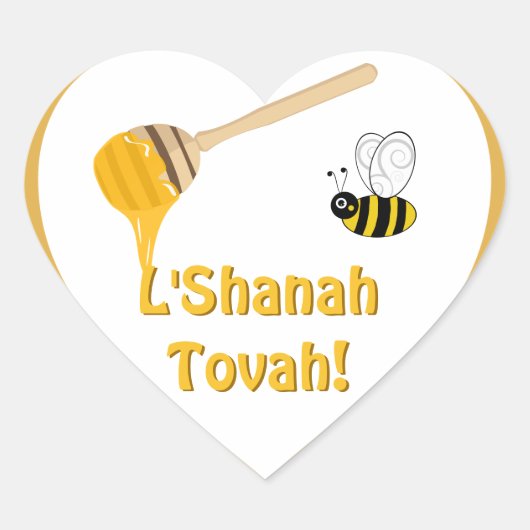 Shanah Tovah Rosh Hashanah Jwish nieuwjaar Hart Sticker (Voorkant)