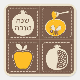 Shanah Tovah Rosh Hashanah Jwish nieuwjaar Vierkante Sticker