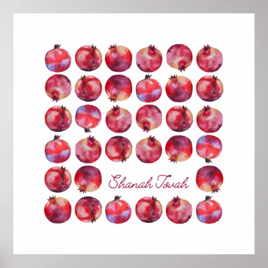 Shanah Tovah Rosh Hashanah Pomegranates Poster (Voorkant)