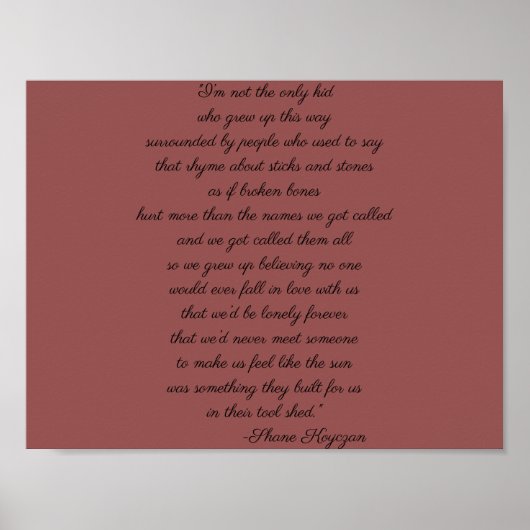 Shane Koyczan Quote Poster (Voorkant)