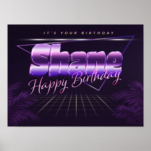 Shane Name Vorname lila retro Poster Geburtstag (Voorkant)