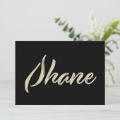 Shane Name white gold Handwriting Karte Kaart (Staand voorkant)