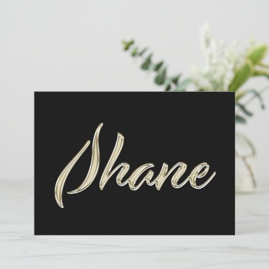 Shane Name white gold Handwriting Karte Kaart (Staand voorkant)