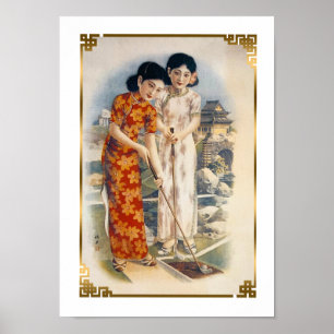 Shanghai Beauties  China Women Golfing Poster