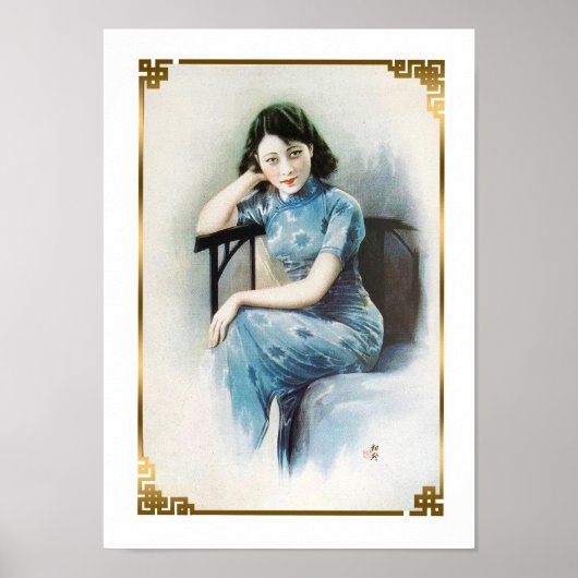 Shanghai Beauty Adverteren Flapper Blue Dress Poster (Voorkant)