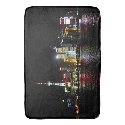 Shanghai bij nacht badmat (Voorkant Verticaal)