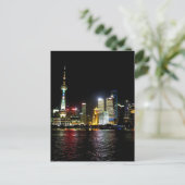 Shanghai bij nacht briefkaart (Staand voorkant)
