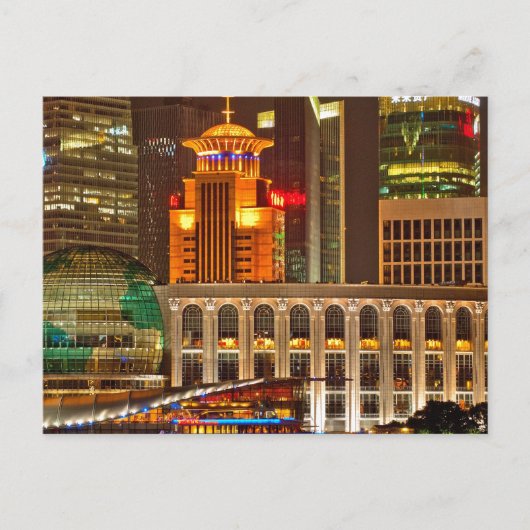 Shanghai bij nacht briefkaart (Voorkant)