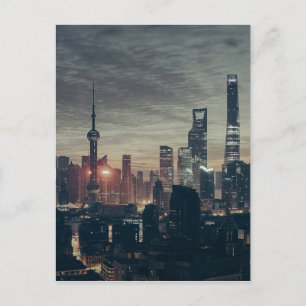 Shanghai bij nacht briefkaart