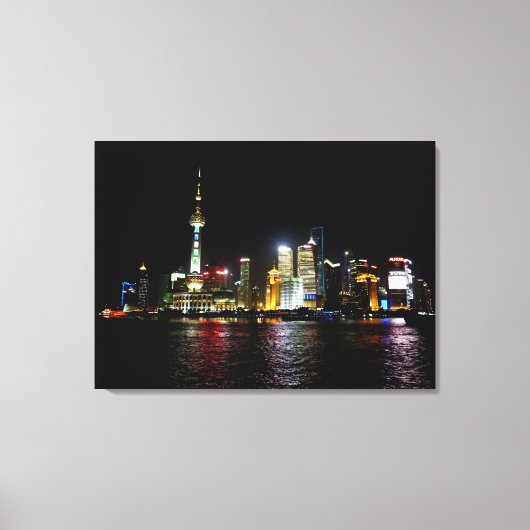 Shanghai bij nacht canvas afdruk (Voorkant)