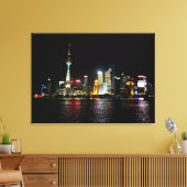 Shanghai bij nacht canvas afdruk (Insitu (Woonkamer))