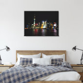 Shanghai bij nacht canvas afdruk (Insitu (Slaapkamer))