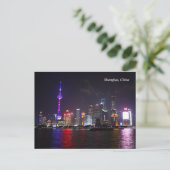 Shanghai bij nacht China Briefkaart (Staand voorkant)