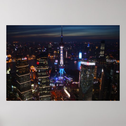 Shanghai bij nacht, China Poster (Voorkant)