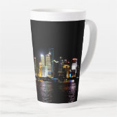 Shanghai bij nacht latte mok (Rechterhoek)