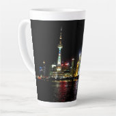 Shanghai bij nacht latte mok (Linkerhoek)