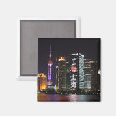 Shanghai bij nacht magneet (Voorkant / Achterkant)