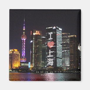 Shanghai bij nacht magneet