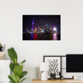 Shanghai bij nacht Poster (Thuiskantoor)