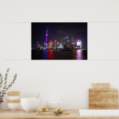 Shanghai bij nacht Poster (Keuken)