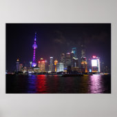 Shanghai bij nacht Poster (Voorkant)