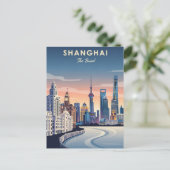 Shanghai Bund China Reizen Briefkaart (Staand voorkant)