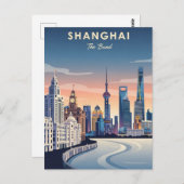 Shanghai Bund china Travel Briefkaart (Voorkant / Achterkant)