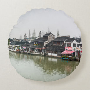 Shanghai, China, 30 maart 2017, Wooden historische Rond Kussen