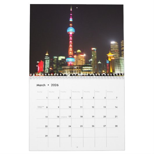 Shanghai China Agenda 2016 Kalender (Mar 2026)