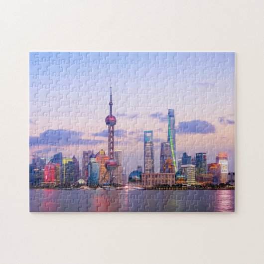 Shanghai China Asia Landmark Skyline Sunset Legpuzzel (Horizontaal)